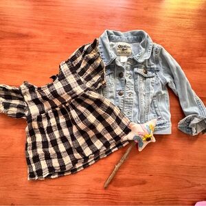OshKosh B'gosh Classic Blue Denim Jacket With Cute black and white top